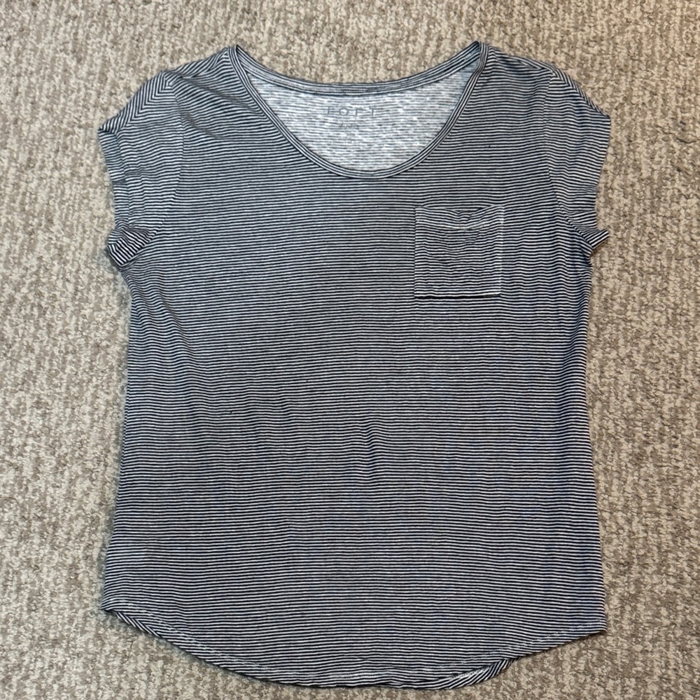 LOFT Heathered Navy Striped Tee